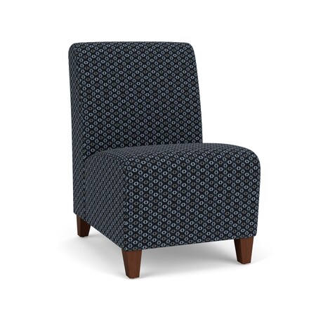 Lesro Siena Lounge Reception Armless Guest Chair, Walnut, RS Night Sky Upholstery SN1102
